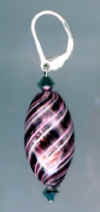 0037: Mauve and white twisted stripe Murano glass earrings