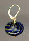 0038: Cobalt and olive Murano glass earrings