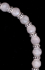 0051: Rose quartz with silver daisies necklace