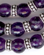 0053: Amethyst with silver daisies necklace