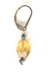 0061: Faceted citrine with silver Swarovski crystal earrings