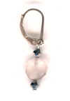 0065: Faceted rose quartz with silver Swarovski crystal earrings