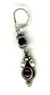 0067: Faceted garnet with silver and garnet cabochon drop earrings