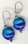 0098: Aqua and cobalt foil lentil earrings