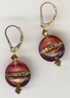 0101: Rubino and amethyst exposed gold lentil earring