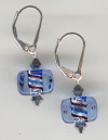 0106: blue silver foil lined glass triangle earrings