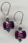 0107: Purple silver foil lined glass triangle earrings
