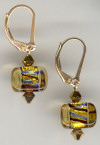 0108: amber silver foil lined glass triangle earrings
