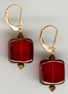 0113: red glass and copper "lantern" earrings