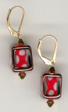 0116: Red and white polka dot "lantern" earrings