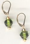 0118: olive glass with bronze wire swirl spheres