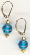 0119: aqua glass with bronze wire swirl spheres