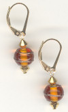 0123: amber glass with bronze wire swirl spheres